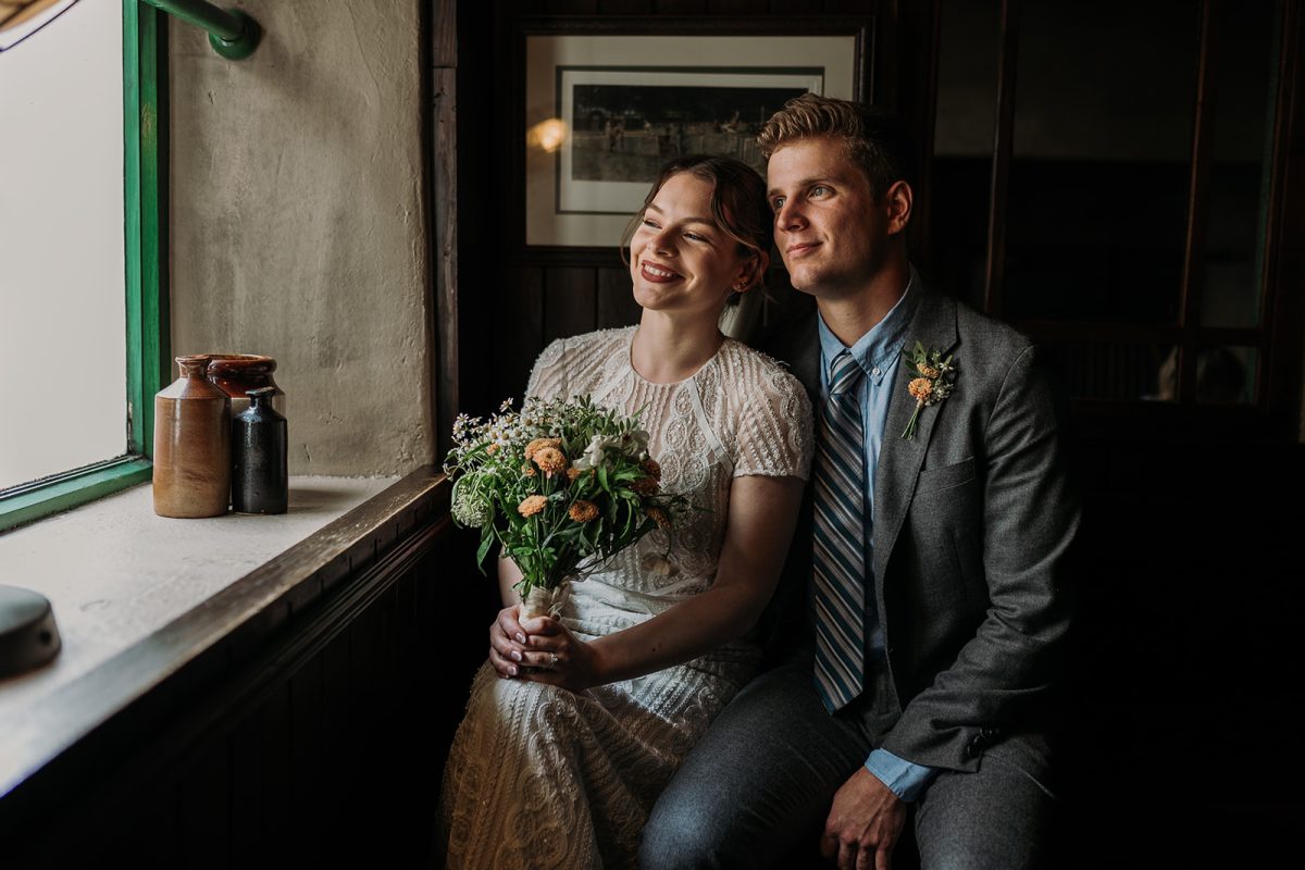 eloping couple in Irish pub