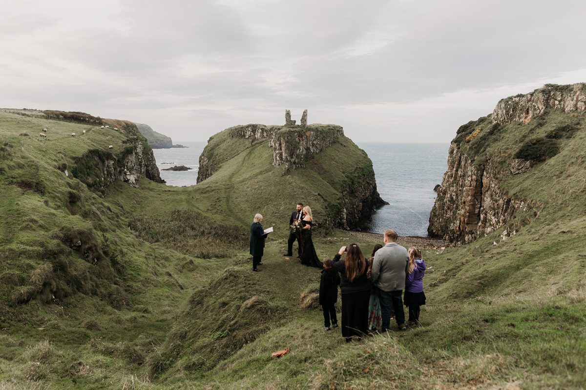 elopement ceremony held at Dunseverick castle Ireland.
